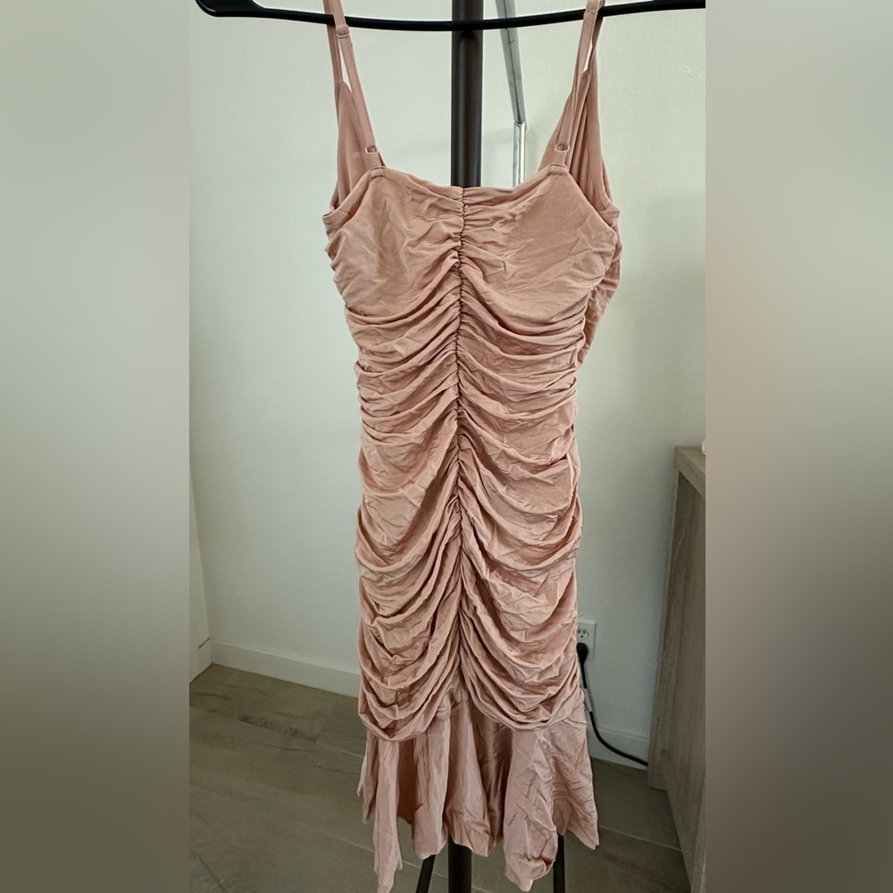 Elegant Pink Ruched Dress